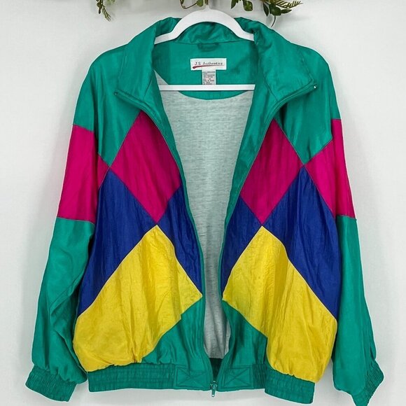 J.S Authentics Windbreaker Zip Up Jacket  Sizie Medium Vintage Y2K - Picture 2 of 5